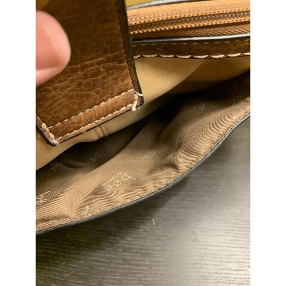 Vintage b.o.c. BORN Crossbody Purse 2 Tone Tan Faux‎ Suede Double Strap - Picture 6 of 15